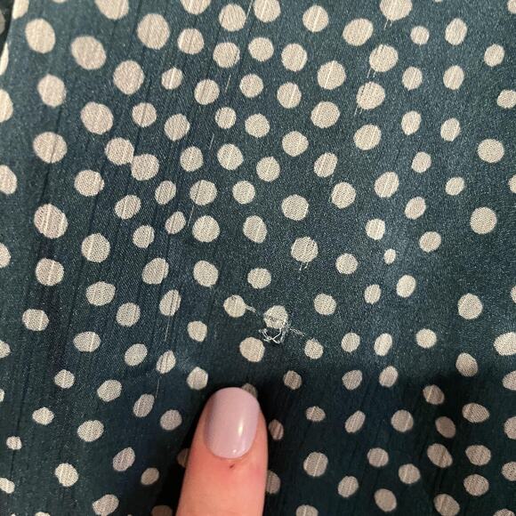 Boden Blouse Womens US 8 Green White Polka Dot Long Sleeve V Neck Top Sheer - Picture 3 of 8